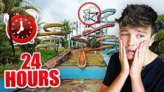 I Spent the Night in an Abandoned Waterpark amp Almost Died 24 Hour Overnight Challenge [upl. by Aihsilat756]