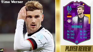 FIFA 23 ROAD TO THE WORLD CUP TIMO WERNER PLAYER REVIEW  86 RTTW WERNER PLAYER REVIEW [upl. by Htedirem]