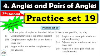 Practice set 19 Class 7  Chapter 4 Angles and Pairs of Angles  Maths  All question Answers [upl. by Sair]