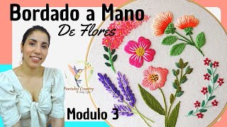 BORDADO DE FLORES a Mano para Principiantes Paso a Paso 🌸 Modulo 3 [upl. by Kissiah]