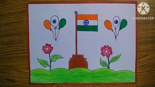 Independence day drawing Easy independence day drawing step by step [upl. by Vada]