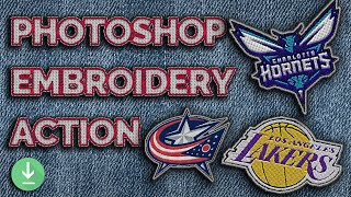 Embroidery Effect Photoshop Action  How to Make Photoshop Embroidery Logos Badges amp Patches [upl. by Osbourn145]