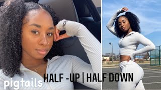 Half Up  Half Down Pigtails on Natural Hair [upl. by Urial]