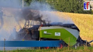 BURNING CLAAS QUADRANT 3200 RC  Brand Ballenpresse Zwingelhausen 18072017 [upl. by Acker]