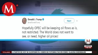 Trump insta a la OPEP a no recortar producción de petróleo [upl. by Enitsenre]