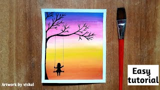 Easy Watercolor Scenery for Beginners Easy painting for kids step by step tutorial [upl. by Ariahay28]