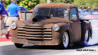 RATTED 49 CHEVY SHORTY PICKUP 540CI BIG BLOCK TWIN TURBOS SHAKEDOWN RUNS BYRON [upl. by Melva]