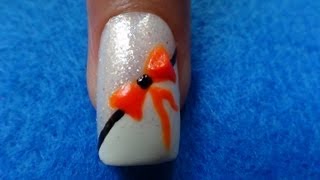 UNHA DECORADA COM LACINHO E GLITER  NAIL ART DESIGN [upl. by Melodee]