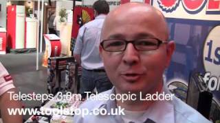 Demo of Telesteps 38m Telescopic Ladder  Live from Home Building and Renovating Show [upl. by Humo885]