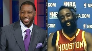 Tracy McGrady amp James Harden Having Fun Chatting About Scoring 50 Points 2015 [upl. by Dittman]