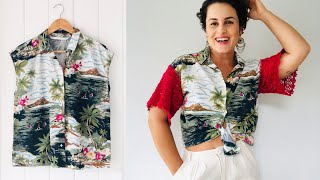 CUSTOMIZAÇÃO  FAÇA MANGA DE CROCHÊ EM BLUSA REGATA [upl. by Neelia]