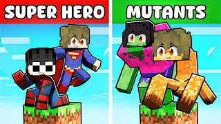 SUPERHERO vs MUTANT One Chunk in Minecraft [upl. by Adneram838]