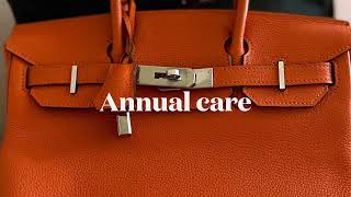 Hermes Birkin 35 Togo Black  30 Togo Orange  care easy the Togo leather Уход за сумкой легко [upl. by Ahsinat]