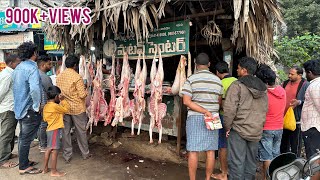 Village mutton shop  Lamb meat  Goat meat  Daily fresh mutton in India [upl. by Ydok]