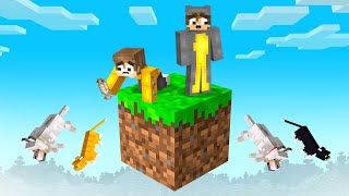 Our Pets Keep JUMPING OFF Our One Block World Minecraft Hardcore [upl. by Barbabra119]