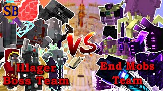 Illager Boss Team vs End Mobs Team  119 Version  Minecraft Mob Battle [upl. by Yhtac]