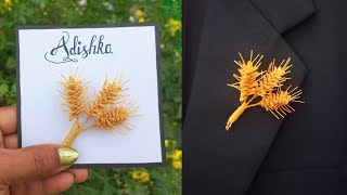 SIMPLE BEAUTIFUL CROCHET WHEAT GRAIN BROOCH PIN  How to make Cute DIY Jewellery Tutorial HINDI [upl. by Yadnus966]