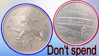 Top Collector Coins Today Roosevelt Dime Commemorative Quarter and UK 10 New Pence [upl. by Goff]