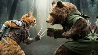 Warrior Armour Cat vs Soldier Brown Bear😼😡🐻🔥  Fight For Survival cat bear [upl. by Newo]