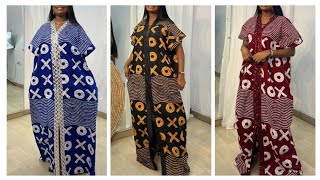 How to cut and sew a long bubu gown with front slit Boubou gown tutorial [upl. by Alimac887]