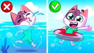 Swimming For The First Time  Safety Rules In The Water  Kids Cartoon by Cleo amp Theo [upl. by Palua]