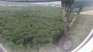 FlyBe Bombardier Dash 8 landing Dusseldorf June 2017  wheel at landing [upl. by Miuqaoj]