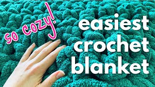 How To Crochet A Throw Blanket With Chunky Yarn EASY BEGINNER TUTORIAL [upl. by Etnohc]