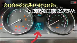 Cómo restablecer el indicador de aceite de una CHEVROLET CAPTIVA reset life oil 100 [upl. by Dalt]