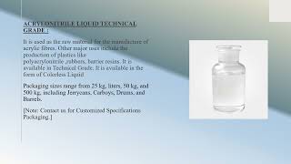 Acrylonitrile Liquid Technical Grade by CHOICE ORGANOCHEM LLP from Hyderabad [upl. by Ys]