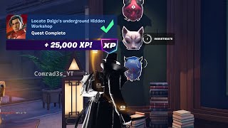 Locate Daigos underground Hidden Workshop Investigate Daigos Hidden Workshop Fortnite [upl. by Sirtimid203]