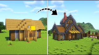 HOW TO TRANSFORM FLETCHERS HOUSE IN MINECRAFT  PLAINS VILLAGE TRANSFORMATION [upl. by Goulden]