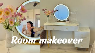 ♡el mejor vanity♡ 90 dlls en TEMU room makeover 🏹✨🍂🪴 [upl. by Anelrac]