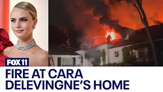 Cara Delevingnes LA home catches fire [upl. by Yentiw]