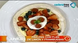 Receta de pavlova con flan de limón y frambuesas Receta de comida fáciles y rápidas [upl. by Ssor86]