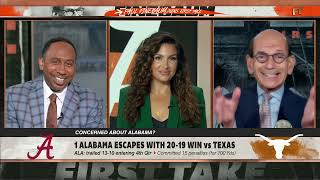 Reacting to Alabama escaping with a win vs Texas in Week 2  First Take [upl. by Oflodur]