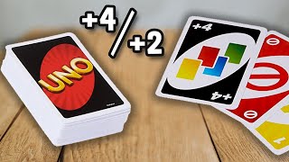 UNO 4 UND 2 KARTEN OFFIZIELL  Spielregeln TV Spielanleitung Deutsch  Mattel Aktionskarten [upl. by Wiebmer]