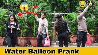 Throwing Ice Water Balloon Prank With Twist  Prakash Peswani Prank [upl. by Ahsinej]