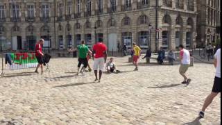 EURO 2016 Ireland v Wales 5aside in Bordeaux  the Irish fall over [upl. by Rosetta]