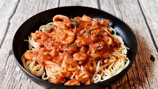 Spaghete cu fructe de mare in sos de rosii Rețeta simpla si delicioasa ❤️ [upl. by Nonnah]