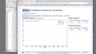 Bootstrap CI for a Proportion using StatKey [upl. by Falo]