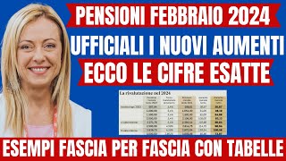 PENSIONI IMPORTI ESATTI FASCIA PER FASCIA 👉🏼 TABELLE con ESEMPI AUMENTI RIVALUTAZIONE 2024 ‼️ [upl. by Halli]