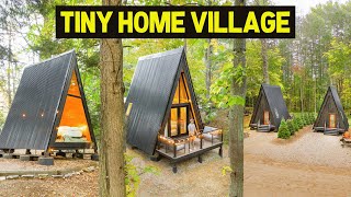 TINY HOME AFRAME CABIN VILLAGE Full Airbnb Tour Of 20 Cabins [upl. by Adniles]