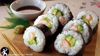 How to make SUSHI at home Simple and Easy SUSHI recipe for beginners  Yummy Food World [upl. by Ahsinom615]