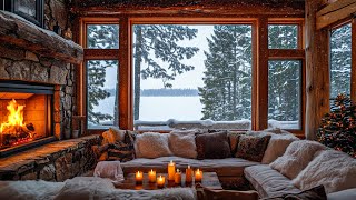 Winter Cozy Room Ambience ❄️ Snowy Day with Gentle Piano Music and Fireplace Sounds for Relaxation [upl. by Gabby]