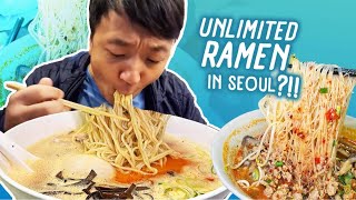 UNLIMITED REFILLS Ramen Noodles Best ALL YOU CAN EAT Ramen in Seoul South Korea [upl. by Adnovoj]