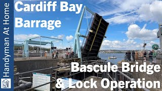 Cardiff Bay Barrage  Bascule Bridge amp Lock Operation [upl. by Akemihs]