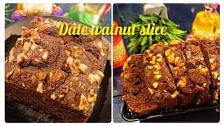 Date walnut slice🍰  super sponge delicious cake  Baking series [upl. by Magnien]