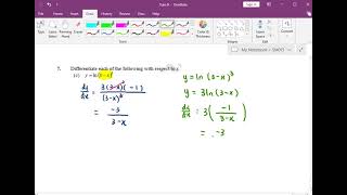 T9 Q9c Differentiate Logarithmic Function SM015 [upl. by Ynottirb]