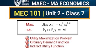 MEC 101  unit 2 class 7  Cobb Douglas Utility function  utility maximization problem [upl. by Honora]