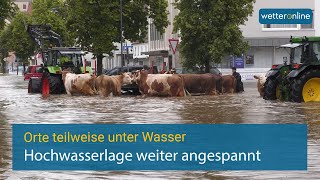 Die Hochwasserlage in Süddeutschland ist weiterhin angespannt [upl. by Htesil]